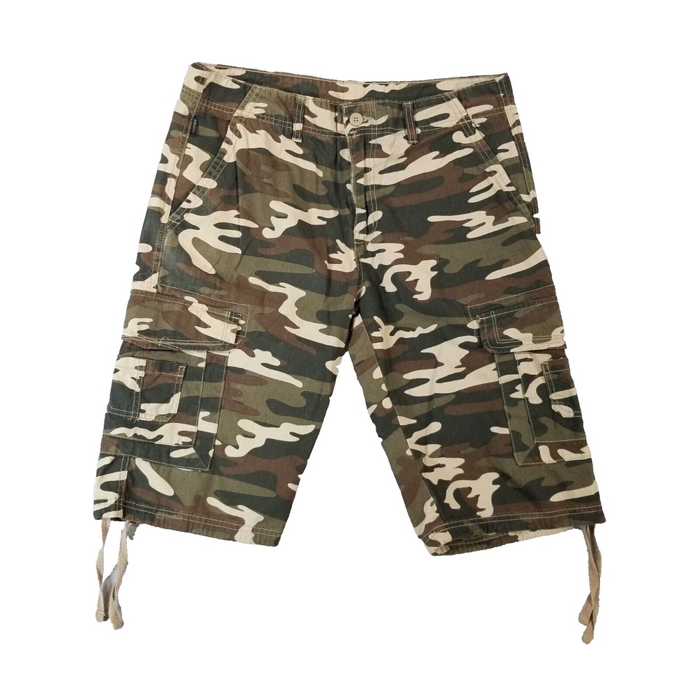 Ring of Fire‎ camo cargo hiking shorts men's 34x13.5 brown outdoor Urban